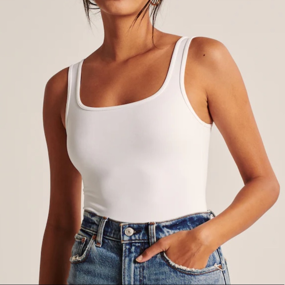 NWT 90s Seamless Fabric Tank Bodysuit White Small